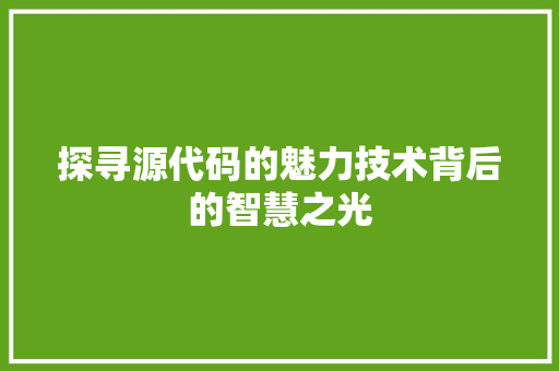探寻源代码的魅力技术背后的智慧之光