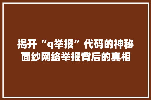 揭开“q举报”代码的神秘面纱网络举报背后的真相
