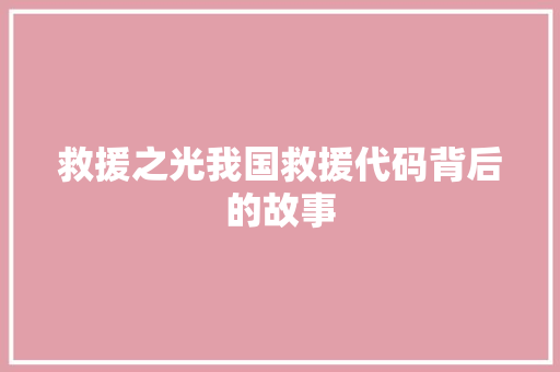 救援之光我国救援代码背后的故事
