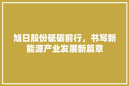 旭日股份砥砺前行，书写新能源产业发展新篇章