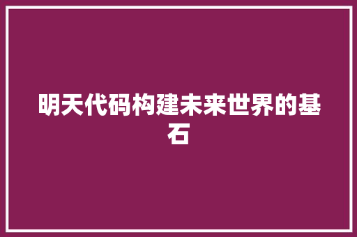 明天代码构建未来世界的基石