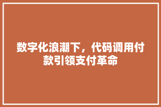 数字化浪潮下，代码调用付款引领支付革命