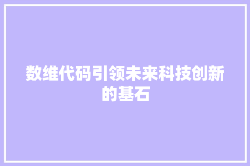 数维代码引领未来科技创新的基石