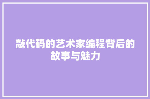 敲代码的艺术家编程背后的故事与魅力