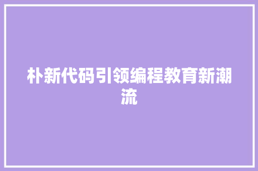 朴新代码引领编程教育新潮流