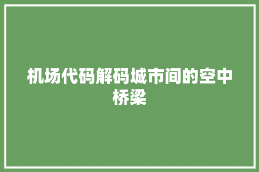 机场代码解码城市间的空中桥梁