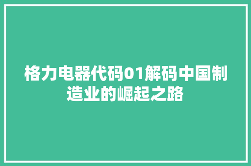 格力电器代码01解码中国制造业的崛起之路
