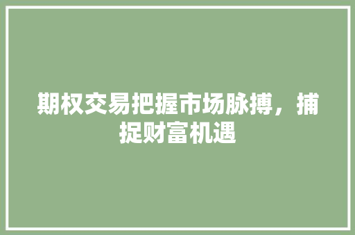期权交易把握市场脉搏，捕捉财富机遇