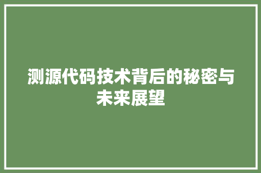 测源代码技术背后的秘密与未来展望