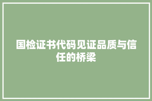 国检证书代码见证品质与信任的桥梁