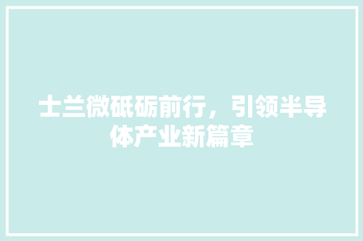 士兰微砥砺前行，引领半导体产业新篇章