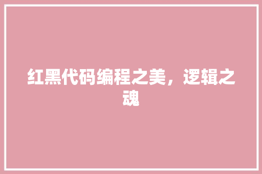 红黑代码编程之美，逻辑之魂