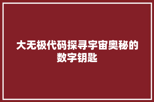 大无极代码探寻宇宙奥秘的数字钥匙