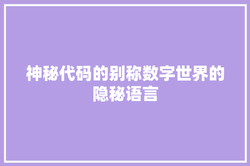 神秘代码的别称数字世界的隐秘语言