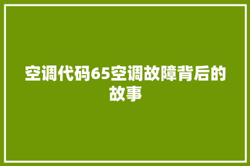 空调代码65空调故障背后的故事