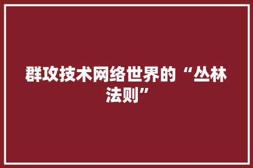 群攻技术网络世界的“丛林法则”