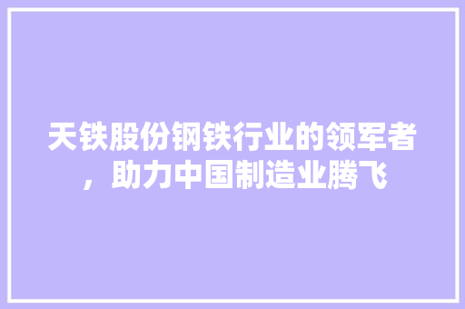 天铁股份钢铁行业的领军者，助力中国制造业腾飞