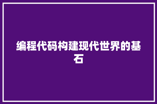 编程代码构建现代世界的基石
