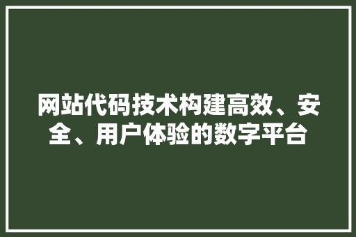 网站代码技术构建高效、安全、用户体验的数字平台