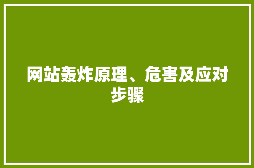 网站轰炸原理、危害及应对步骤