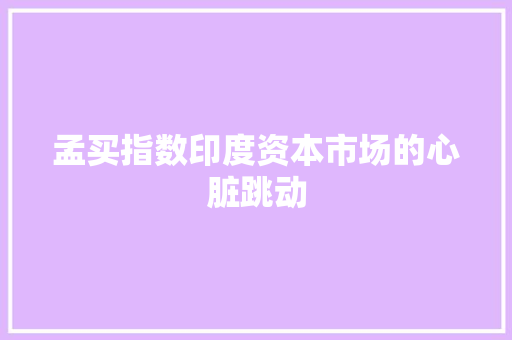 孟买指数印度资本市场的心脏跳动
