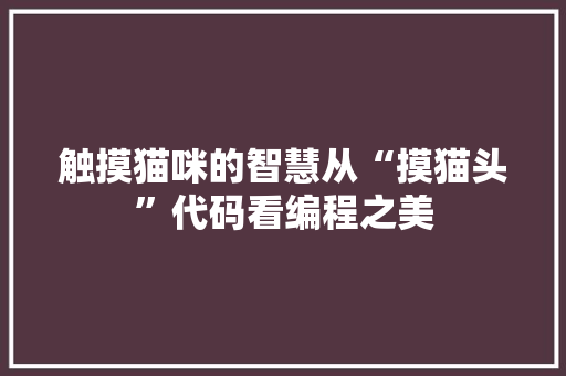 触摸猫咪的智慧从“摸猫头”代码看编程之美