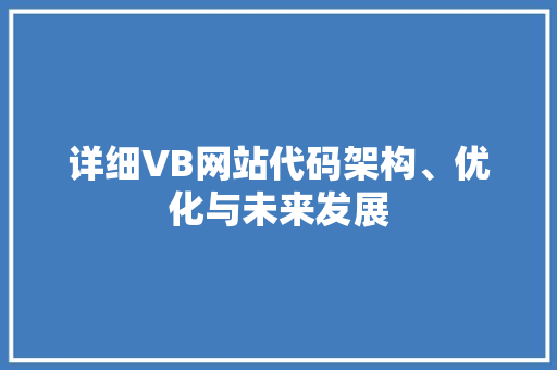 详细VB网站代码架构、优化与未来发展