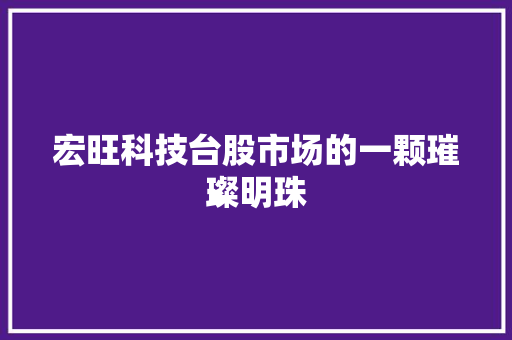 宏旺科技台股市场的一颗璀璨明珠