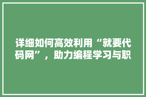 详细如何高效利用“就要代码网”，助力编程学习与职业发展