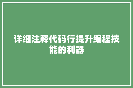 详细注释代码行提升编程技能的利器