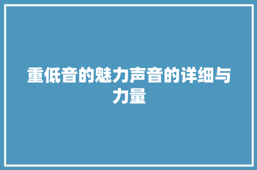 重低音的魅力声音的详细与力量