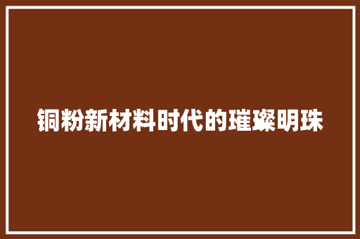 铜粉新材料时代的璀璨明珠