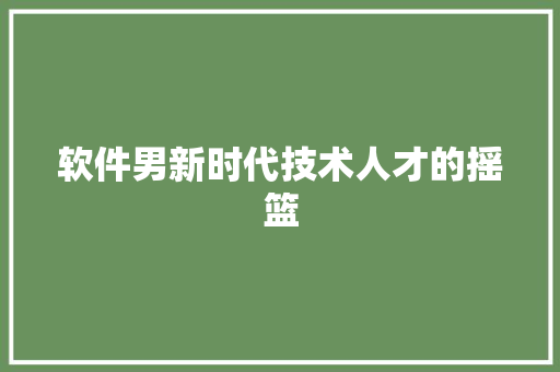 软件男新时代技术人才的摇篮