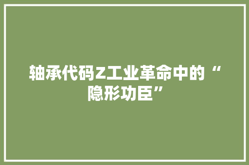 轴承代码Z工业革命中的“隐形功臣”