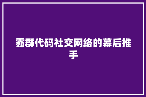 霸群代码社交网络的幕后推手