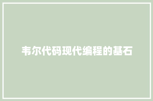 韦尔代码现代编程的基石