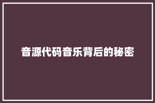音源代码音乐背后的秘密