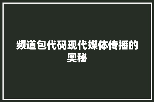 频道包代码现代媒体传播的奥秘