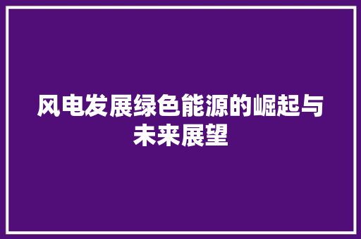 风电发展绿色能源的崛起与未来展望