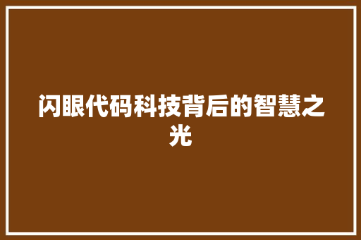 闪眼代码科技背后的智慧之光