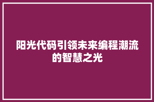 阳光代码引领未来编程潮流的智慧之光