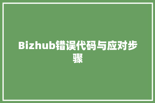 Bizhub错误代码与应对步骤