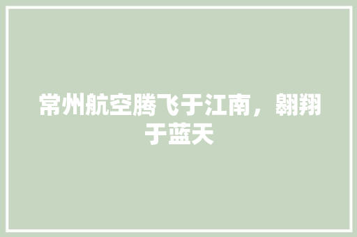 常州航空腾飞于江南，翱翔于蓝天