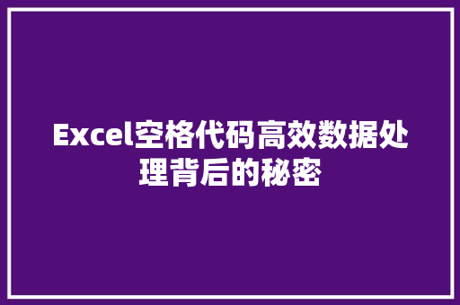 Excel空格代码高效数据处理背后的秘密