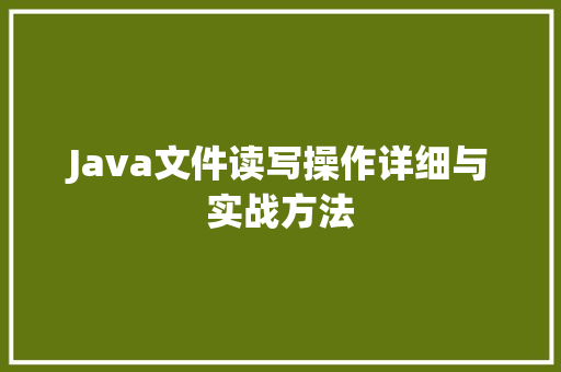 Java文件读写操作详细与实战方法