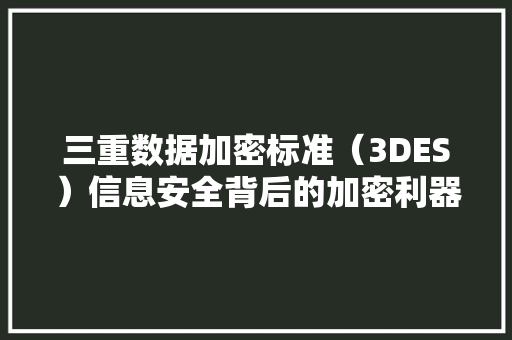 三重数据加密标准（3DES）信息安全背后的加密利器
