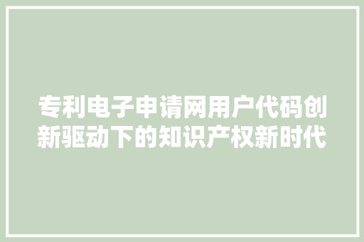 专利电子申请网用户代码创新驱动下的知识产权新时代