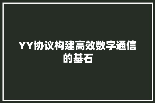 YY协议构建高效数字通信的基石