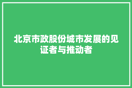 北京市政股份城市发展的见证者与推动者