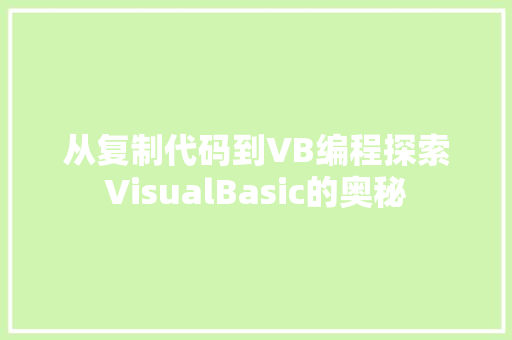 从复制代码到VB编程探索VisualBasic的奥秘